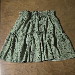 Women’s Green Tiered Ruffle Skirt - Polka Dot